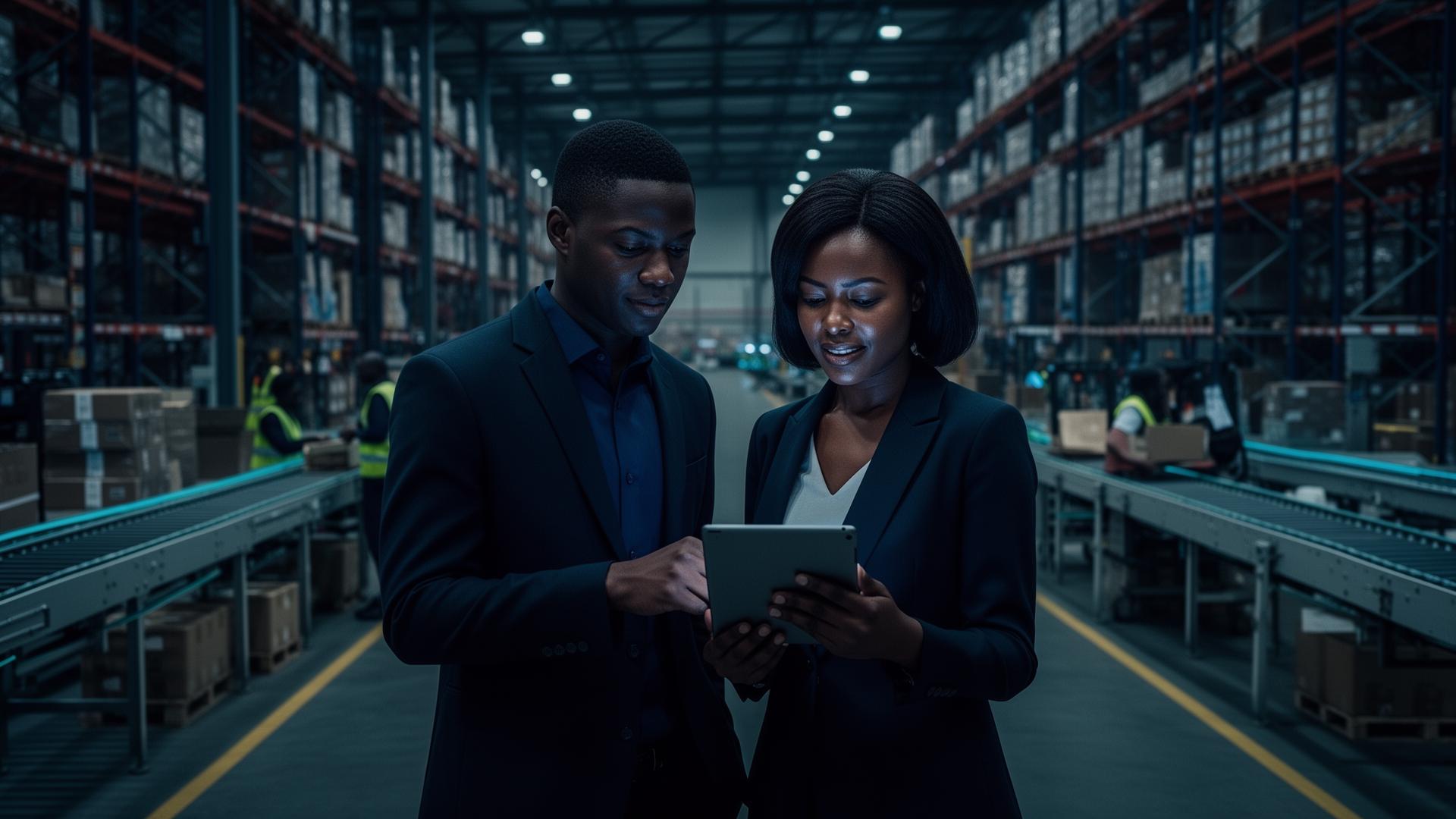 Rivoni team reviewing operations data in a logistics facility